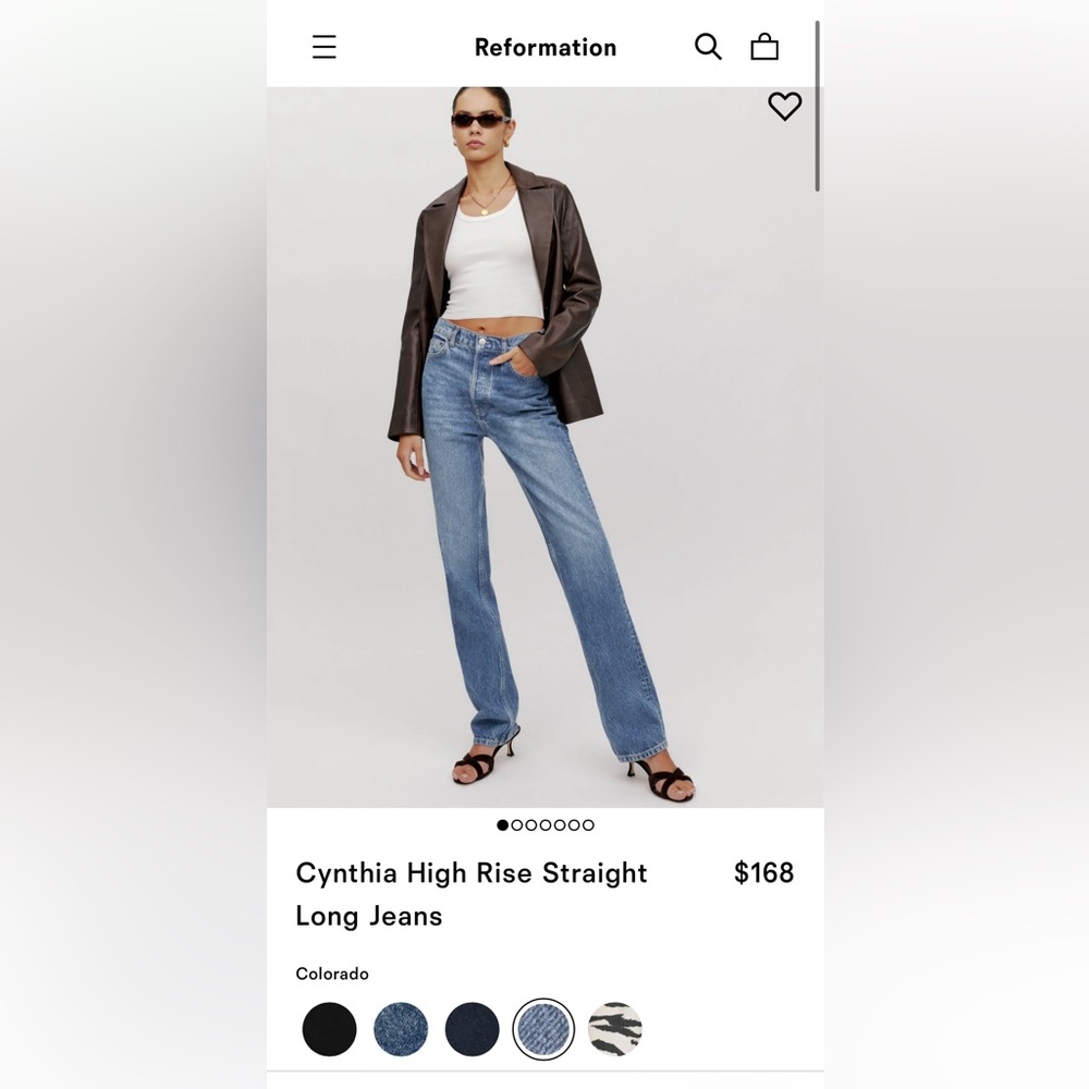 Reformation Cynthia High Rise Straight Long Jeans - Size 31